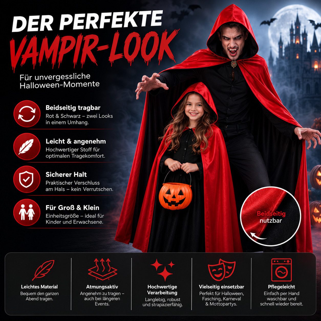Costumed Umhang Umhang Vampir Kostüm Umhang Halloween Kostüm Herren
