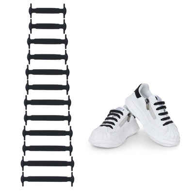 kwmobile Schnürsenkel 12x Elastische Schnürsenkel aus Silikon, Schnürband ohne Schuhe binden - Schuhbänder für Kinder