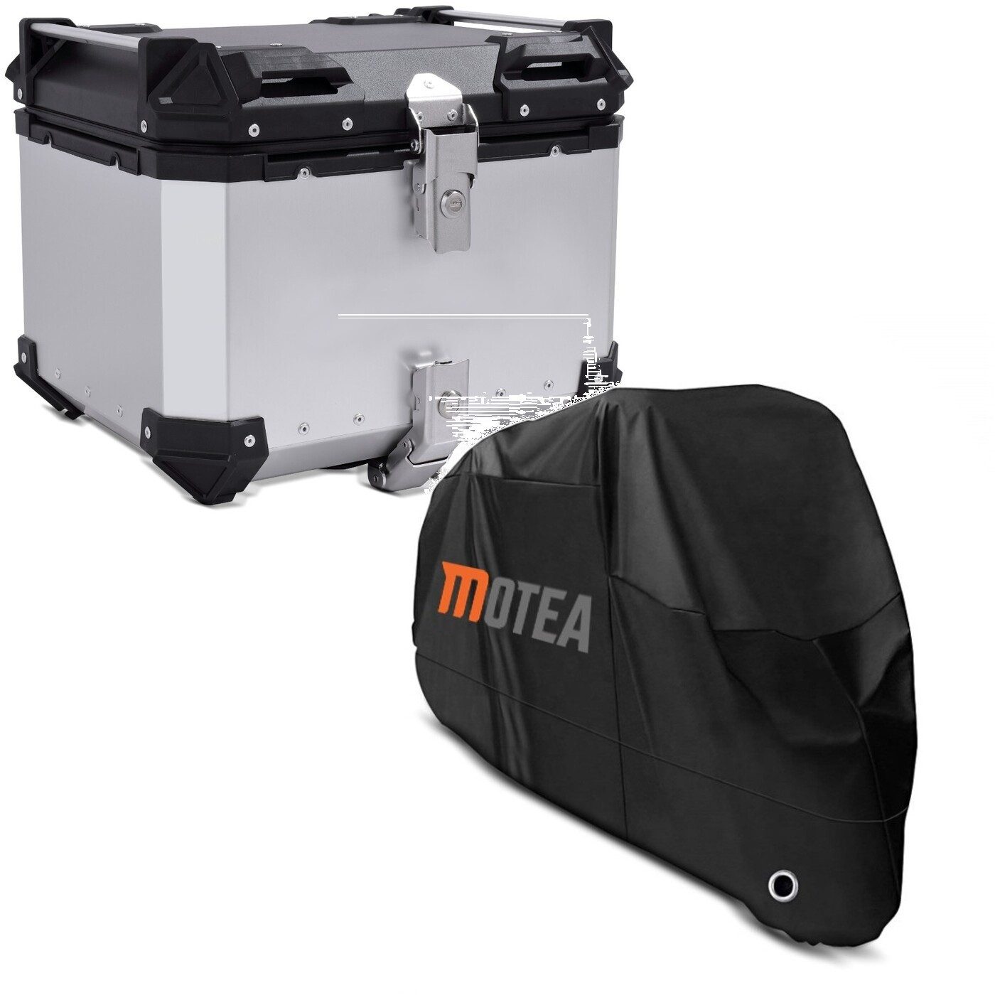 Reisetasche Set: Motorrad Alu Topcase XB45 Aluminium univ. 45 Liter silber # mit M
