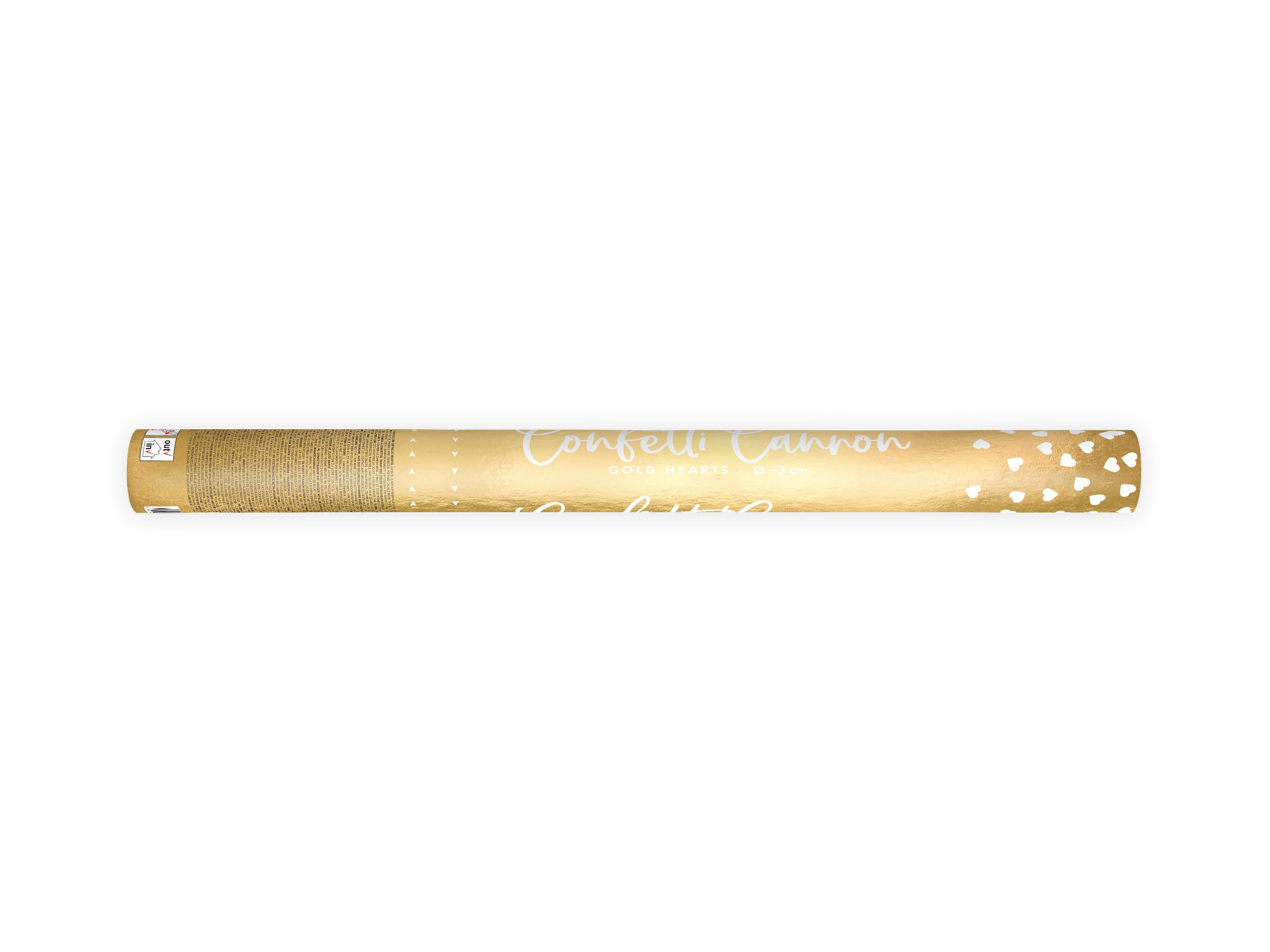 partydeco Konfetti Konfettishooter Herzen 60 cm, Gold