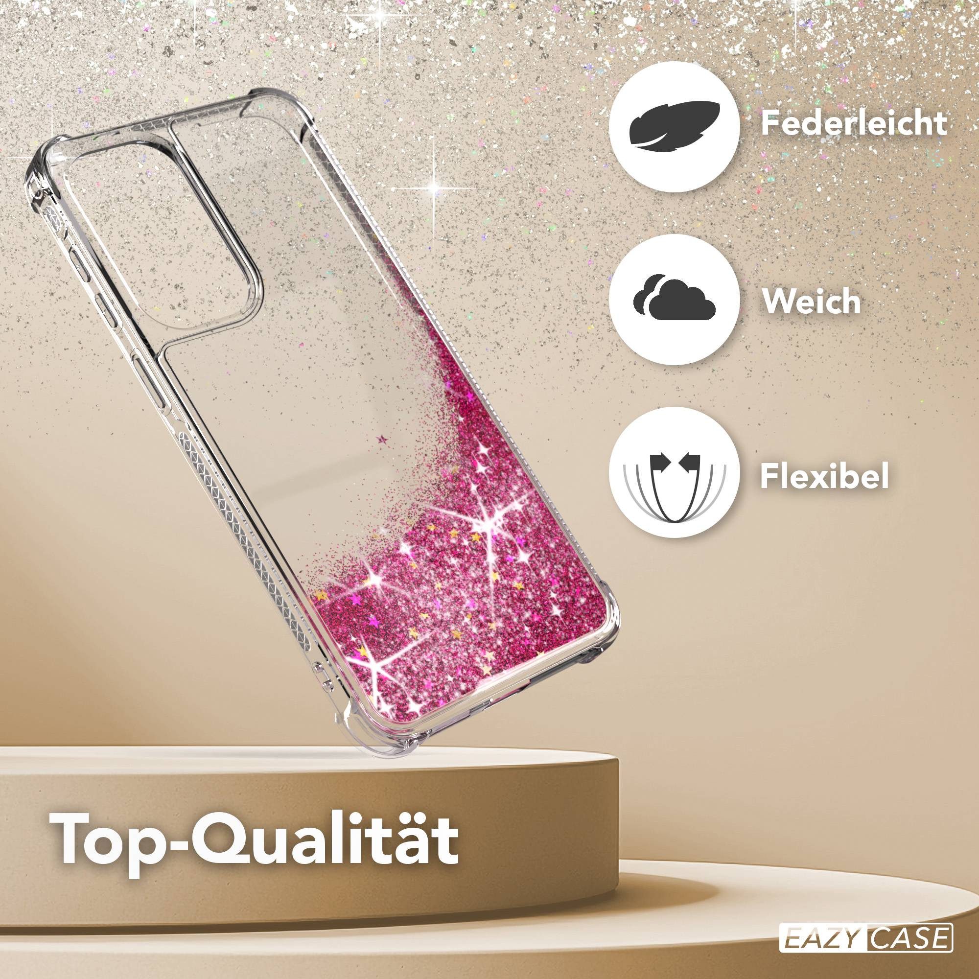 EAZY CASE Handyhülle Liquid Glittery Case für Samsung Galaxy A57 6,7 Zoll, Glitzerhülle Shiny Slimcover stoßfest Durchsichtig Bumper Case Pink