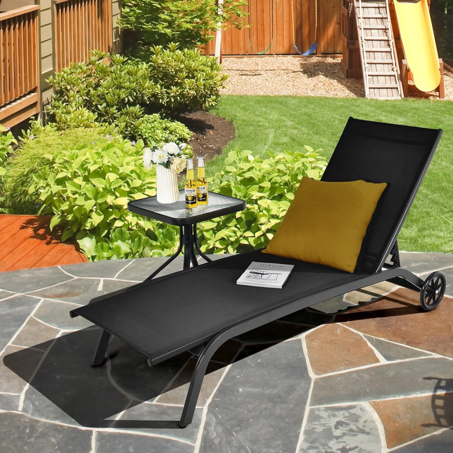 KOMFOTTEU Gartenliege Sonnenliege mit Verstellbarer Rückenlehne, günstig online kaufen