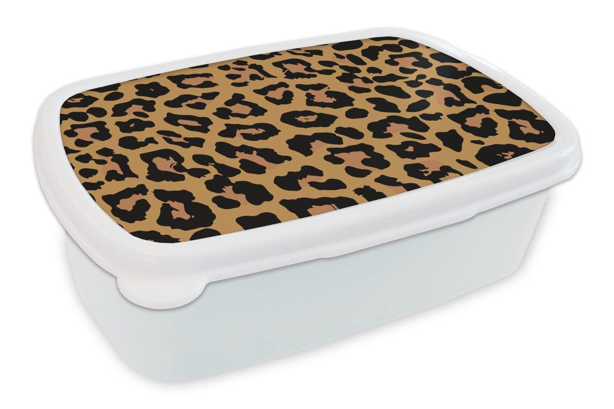 Brotbox - Kinder Jungs (2-tlg), Kunststoff, Erwachsene, Tiere MuchoWow weiß und Lunchbox Druck für Mädchen für und - Braun, Panther Brotdose,