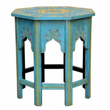 Casa Moro Beistelltisch »Orientalische Beistelltische Saada Blau M & L aus Massivholz« (Set, 2er Set), hamdbemalte Boho Chic Couchtische Shabby Chic Sofatische, MA-32-47