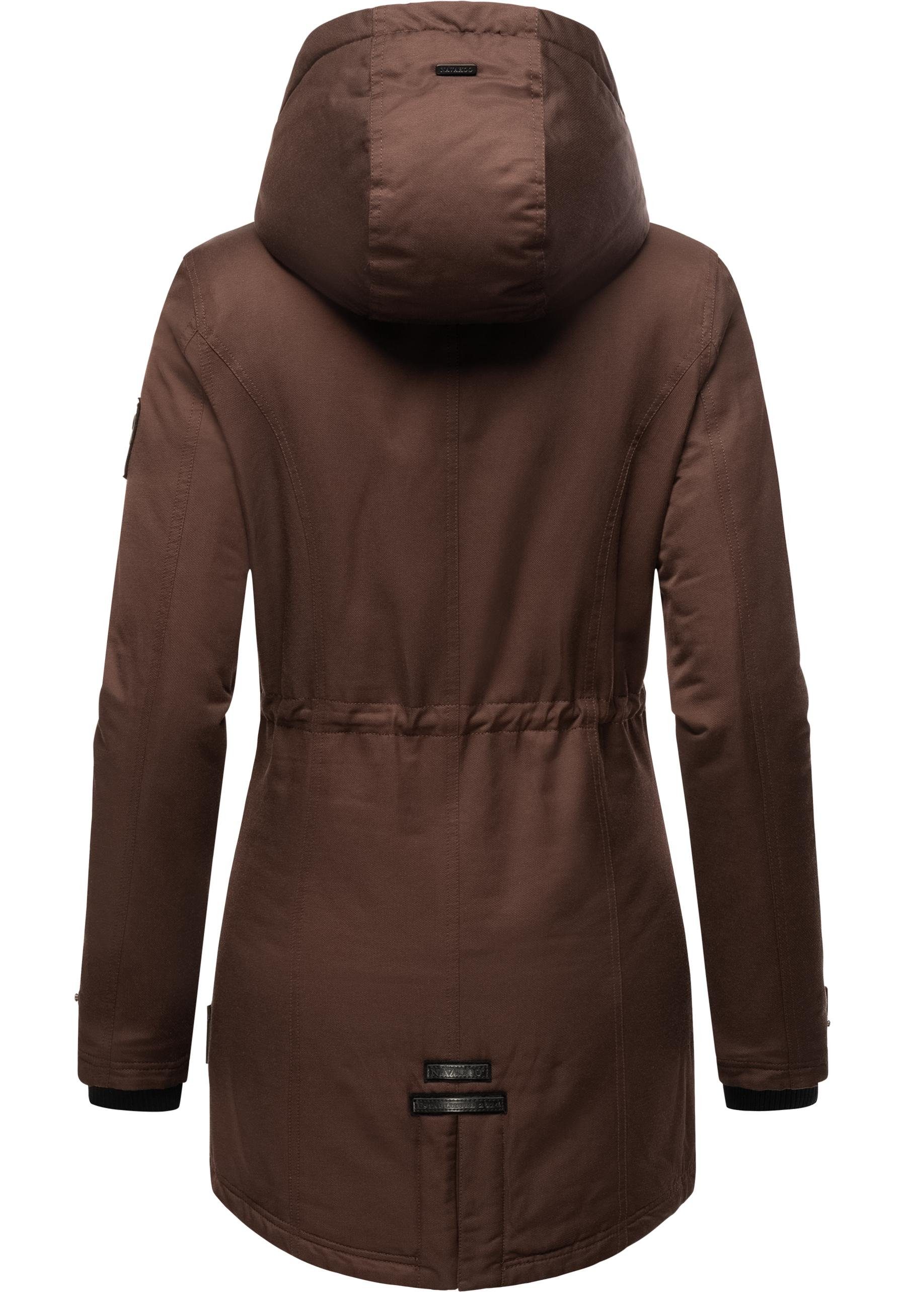 Navahoo Wintermantel Avrille II sportlicher Damen Winter Kurzmantel mit großer Kapuze