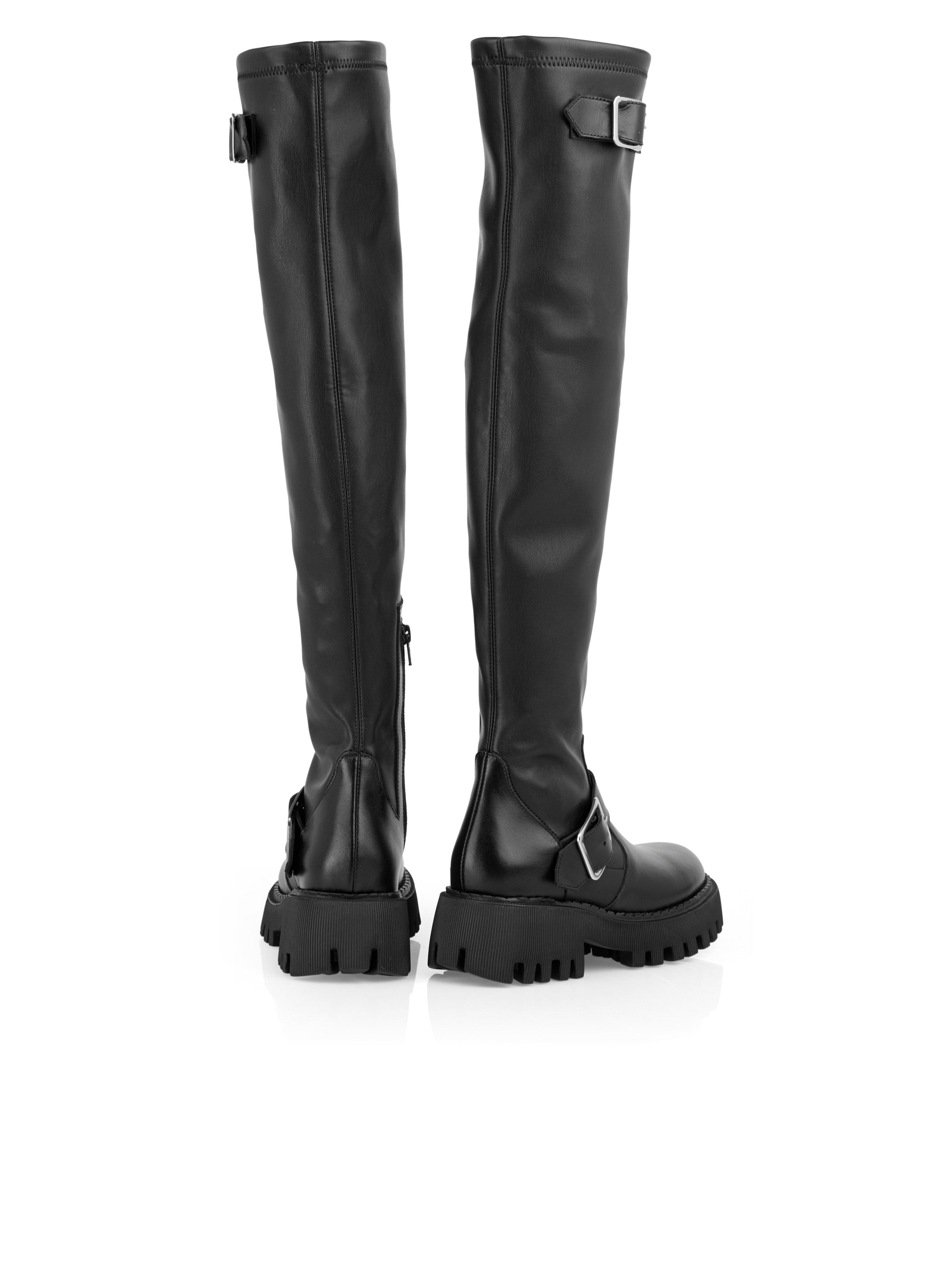 Marc Cain Sports Dodgy Dogs Overkneestiefel Chunky Boots, Langschaftstiefel mit Zierschnallen