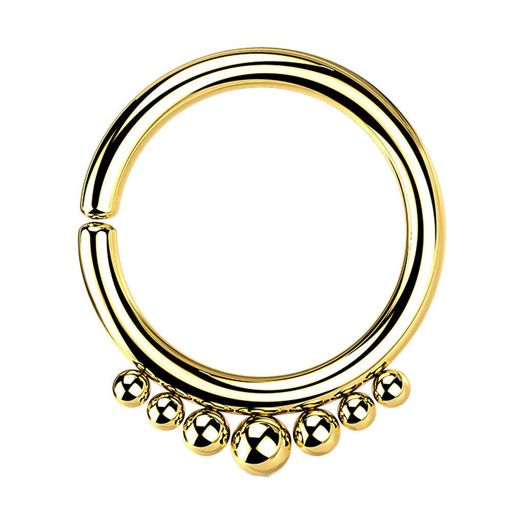 Nasenpiercing Septum Tragus Piercing biegsamer Ring mit Kugeln Gold 1,2mm x 8mm