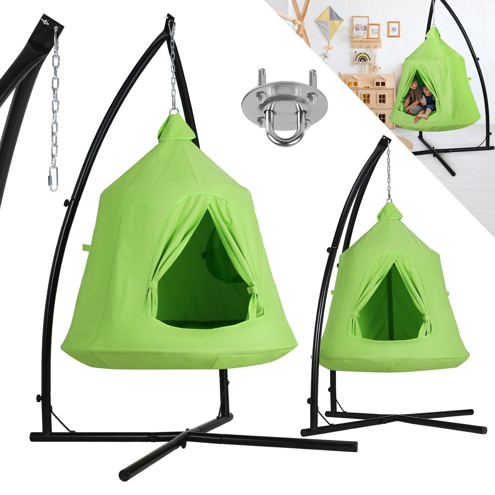 TLGREEN Hängehöhle Hängehöhle kinder mit Gestell (Hängematte int LED-Leucht günstig online kaufen