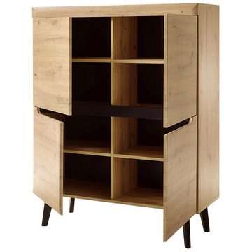 Lomadox Highboard TIROL-61, Artisan mit Schwarz 107/134/40cm