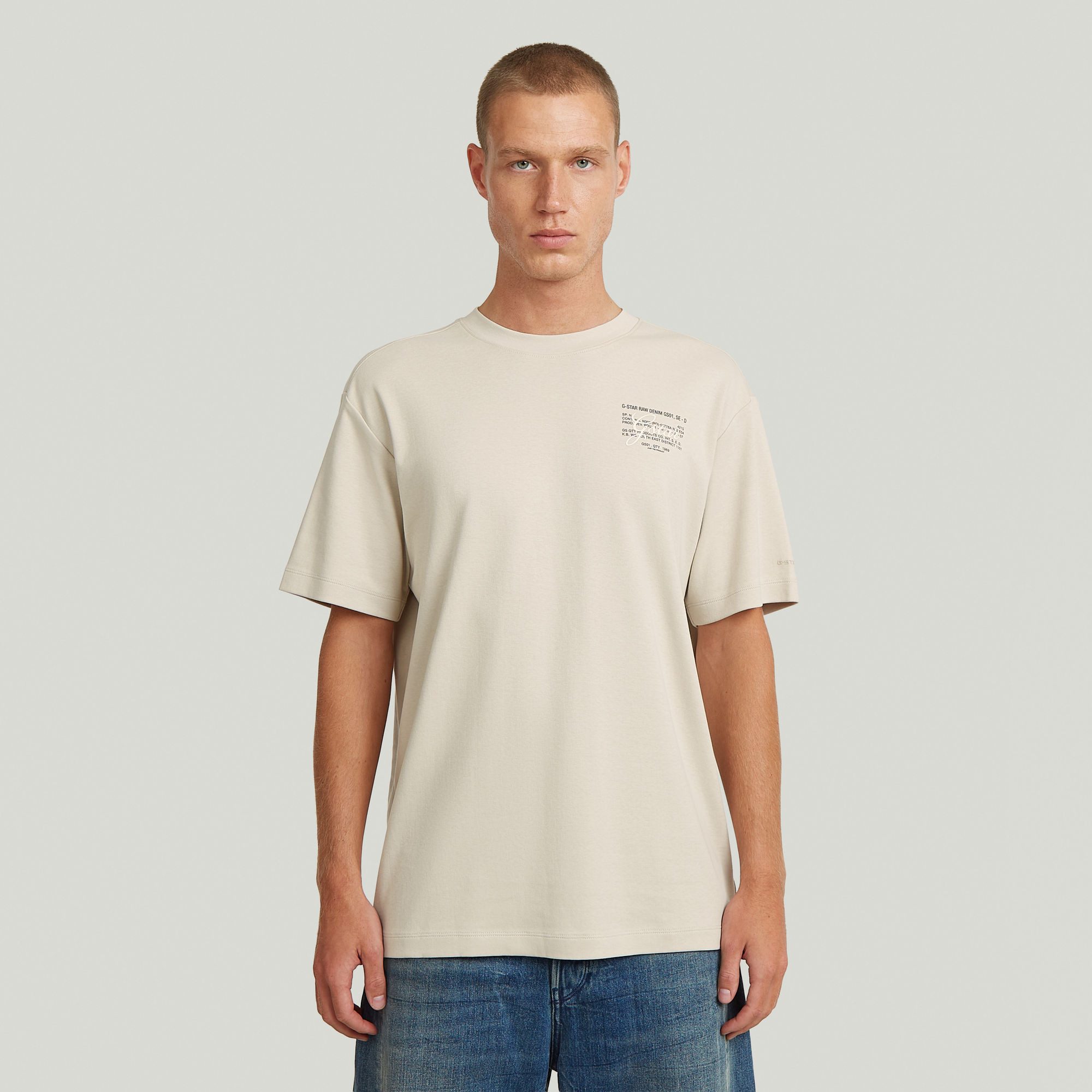 G-STAR T-Shirt Script mit kleinem Print auf der Brust, Regular Fit