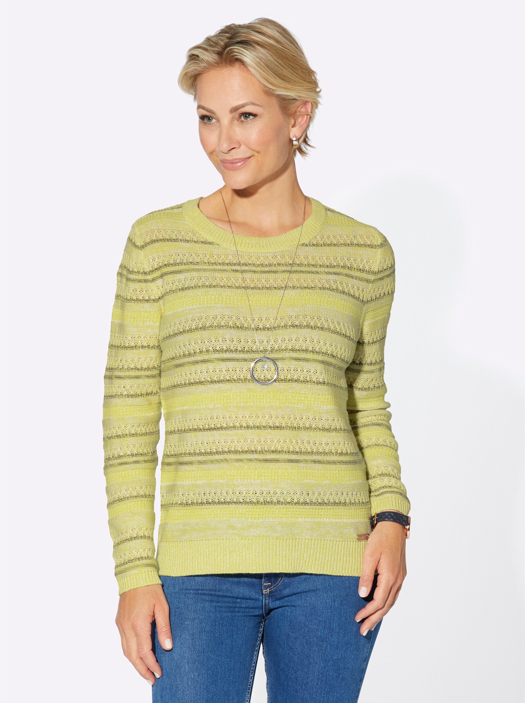 Strickpullover WITT khaki-ecru-meliert WEIDEN