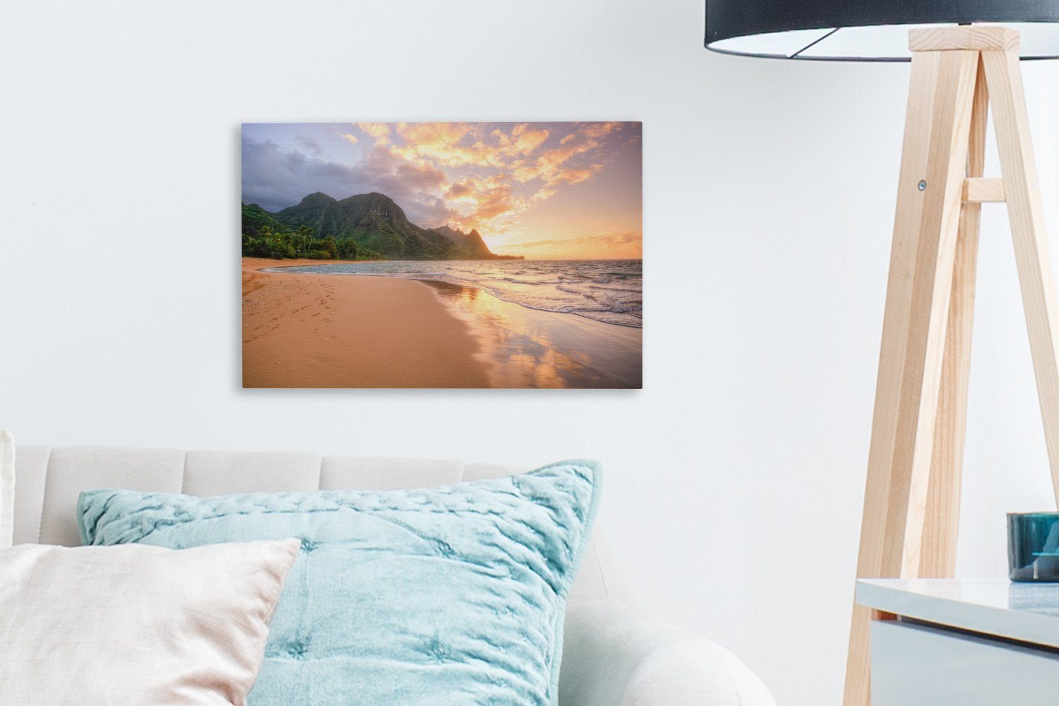 Strand 30x20 - OneMillionCanvasses® Wanddeko, Himmel, (1 St), Aufhängefertig, cm Wandbild Leinwandbilder, - Hawaii Leinwandbild