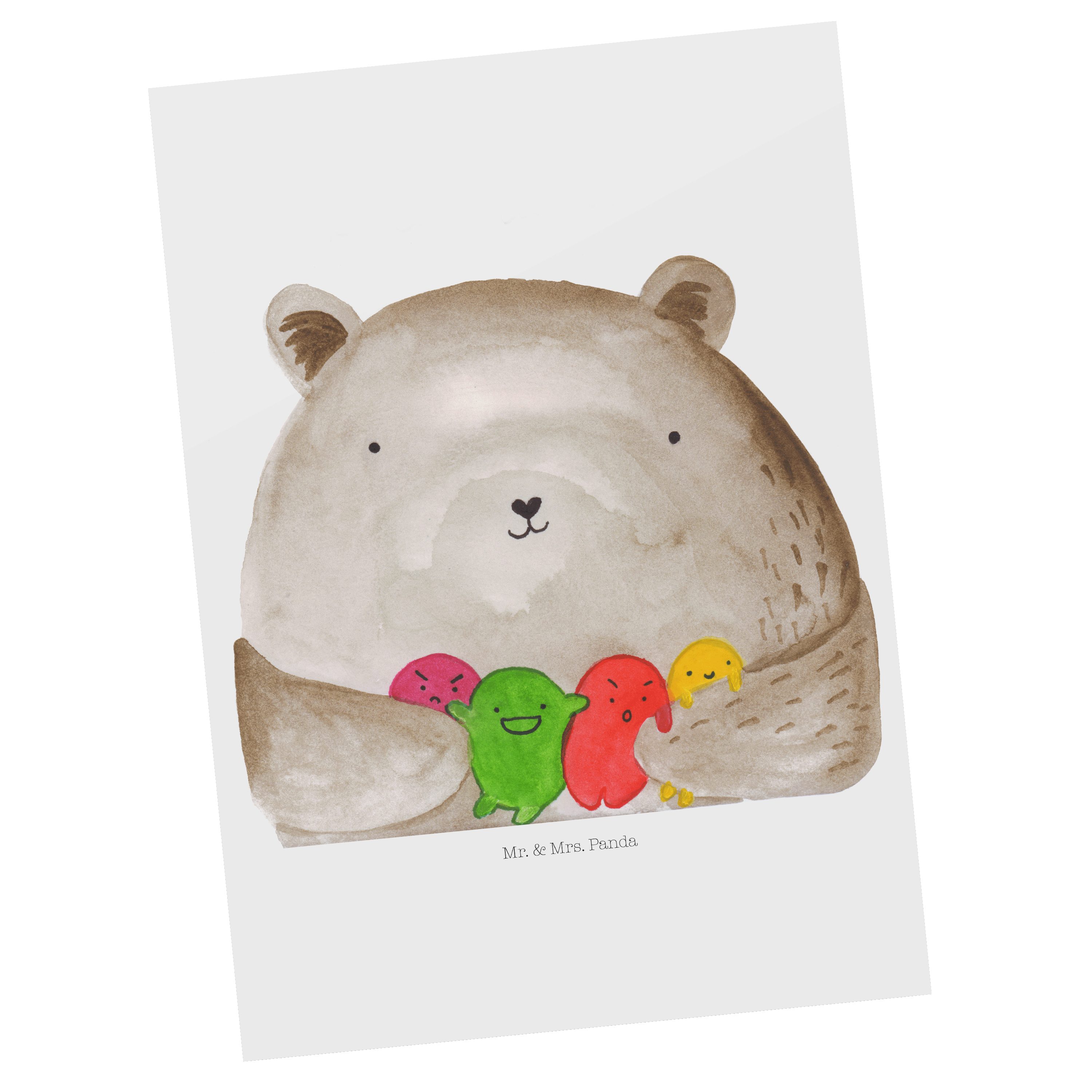 Mr. & Mrs. Panda Postkarte Bär Gefühl - Weiß - Geschenk, Wahnsinn, Geschenkkarte, Einladungskart