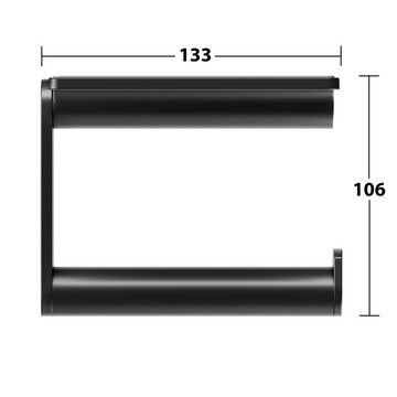 Keuco Toilettenpapierhalter Plan Black Selection (Vormontiert), aus Metall schwarz matt pulverbeschichtet, Ablage, Anti-Rutsch-Einlage
