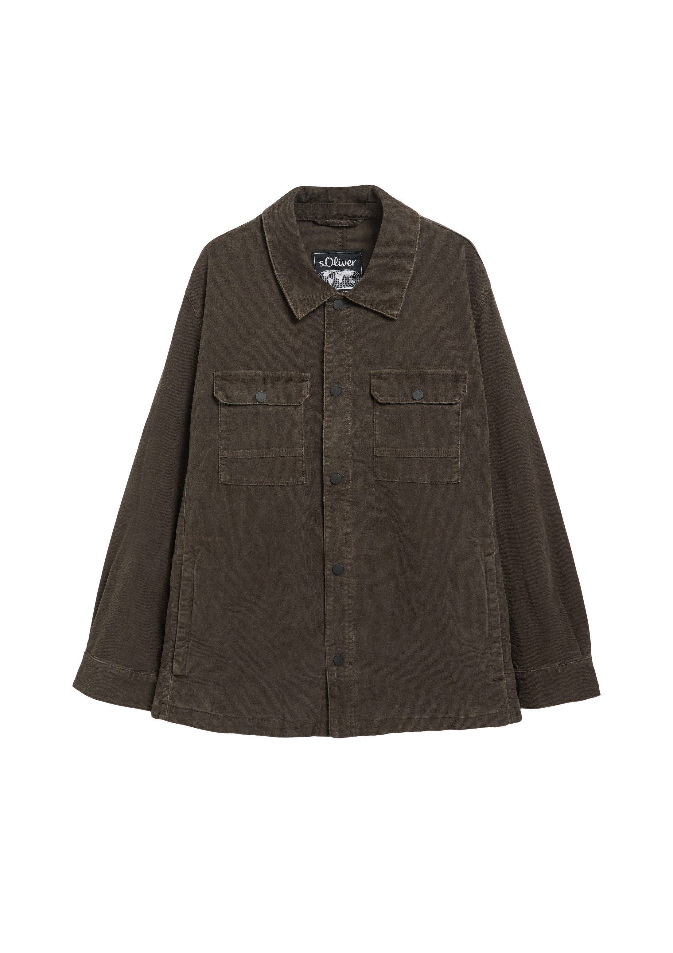 s.Oliver Hemdjacke Outdoor-Jacke Gewaschenes Cord-Overshirt mit Brusttaschen