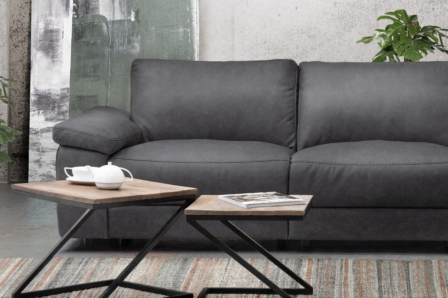 KAWOLA Ecksofa LOLA XL, Couch L-Form rechts oder links, Sitzvorzug motorisch, Stoff oder Leder