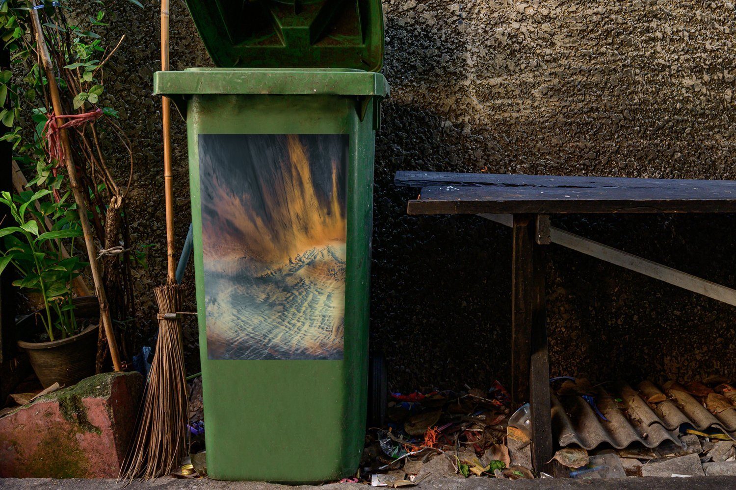 Gestein - Wandsticker Abfalbehälter St), Container, Mülleimer-aufkleber, MuchoWow Island - Mülltonne, (1 - Sticker, Natur Mineral