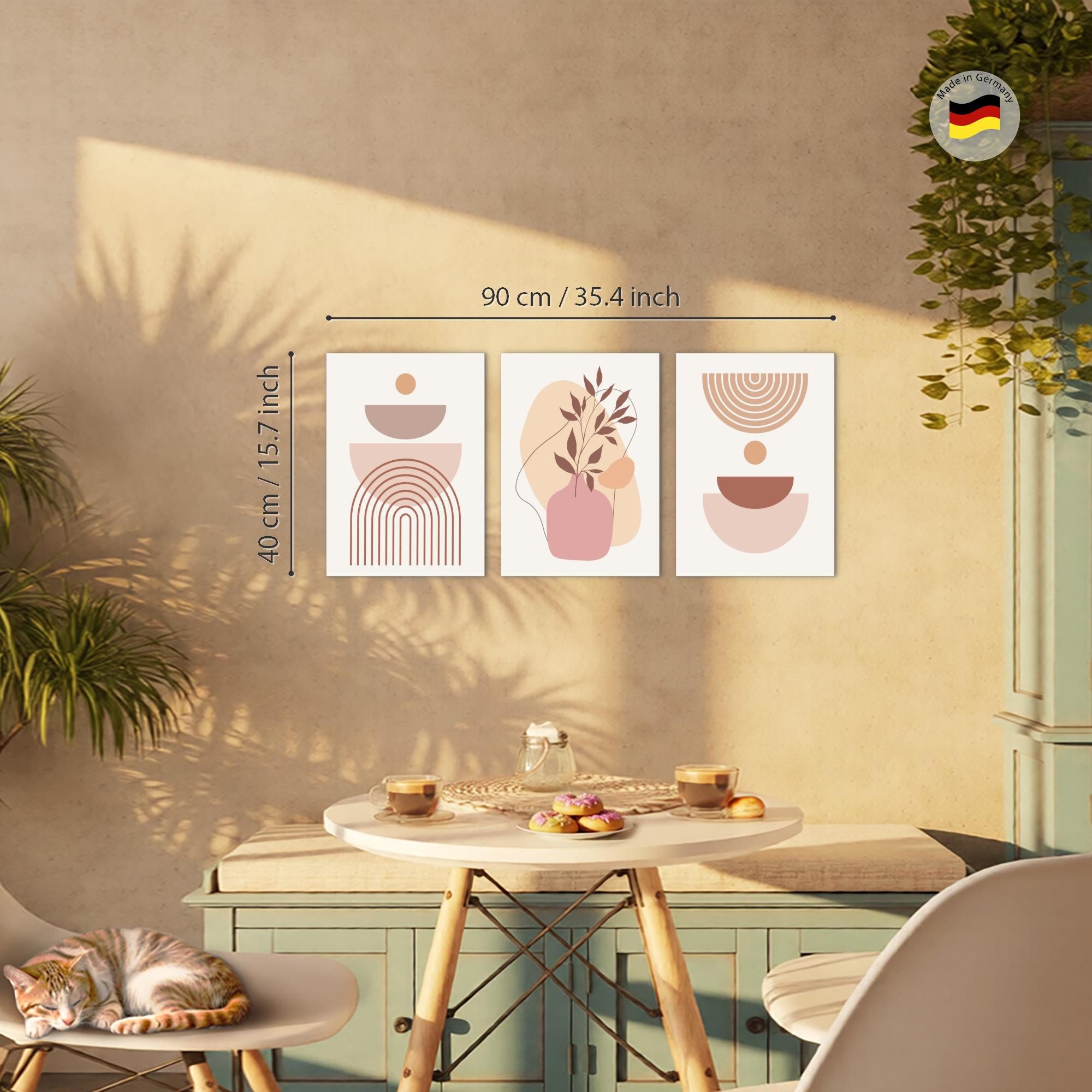 Novart Wandbild Wandbilder Wohnzimmer Abstrakt Figuren Bilder Deko, Beige