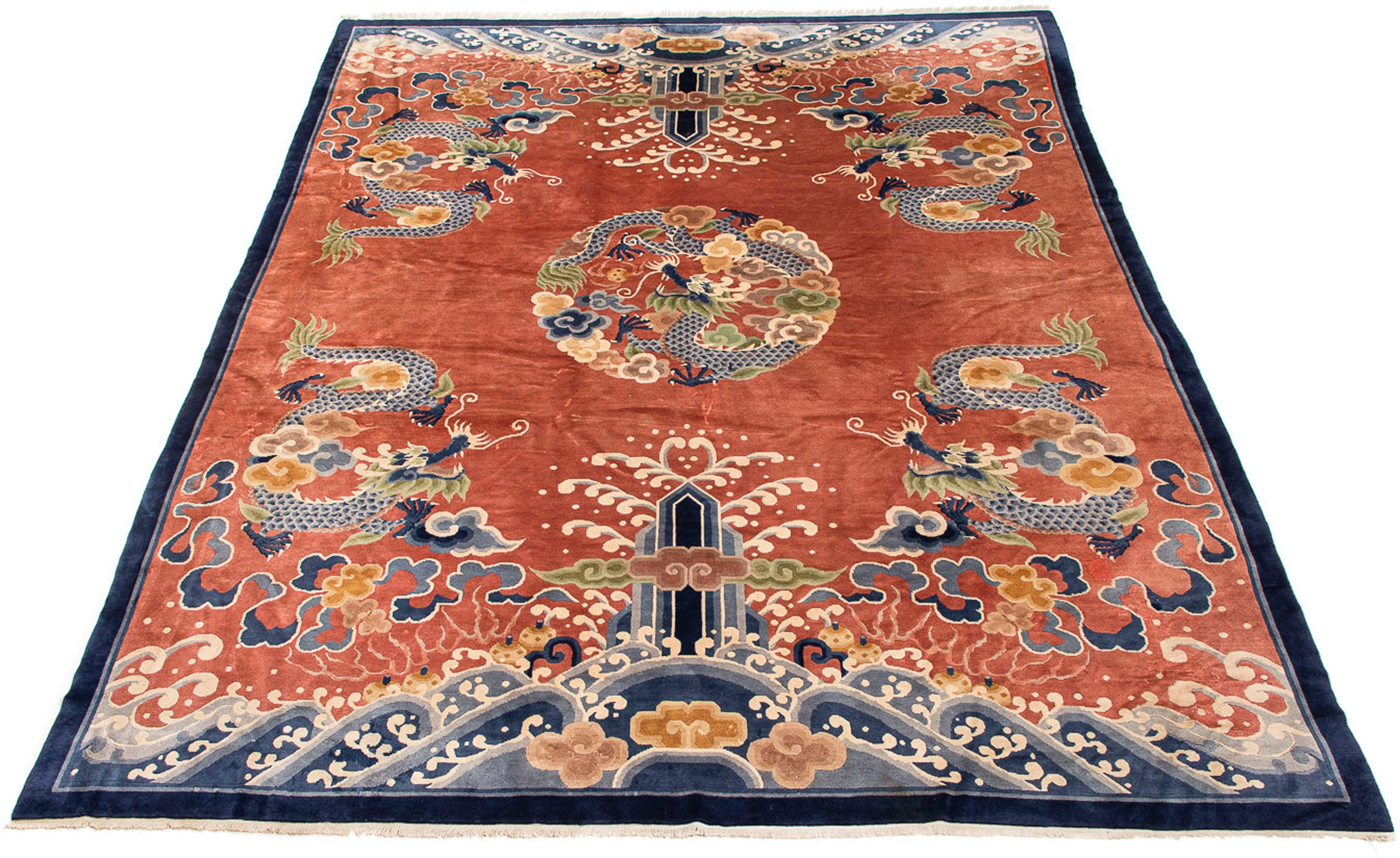 Orientteppich China - 371 x 284 cm - rost, morgenland, rechteckig, Höhe: 10 mm, Wohnzimmer, Handgeknüpft, Einzelstück mit Zertifikat