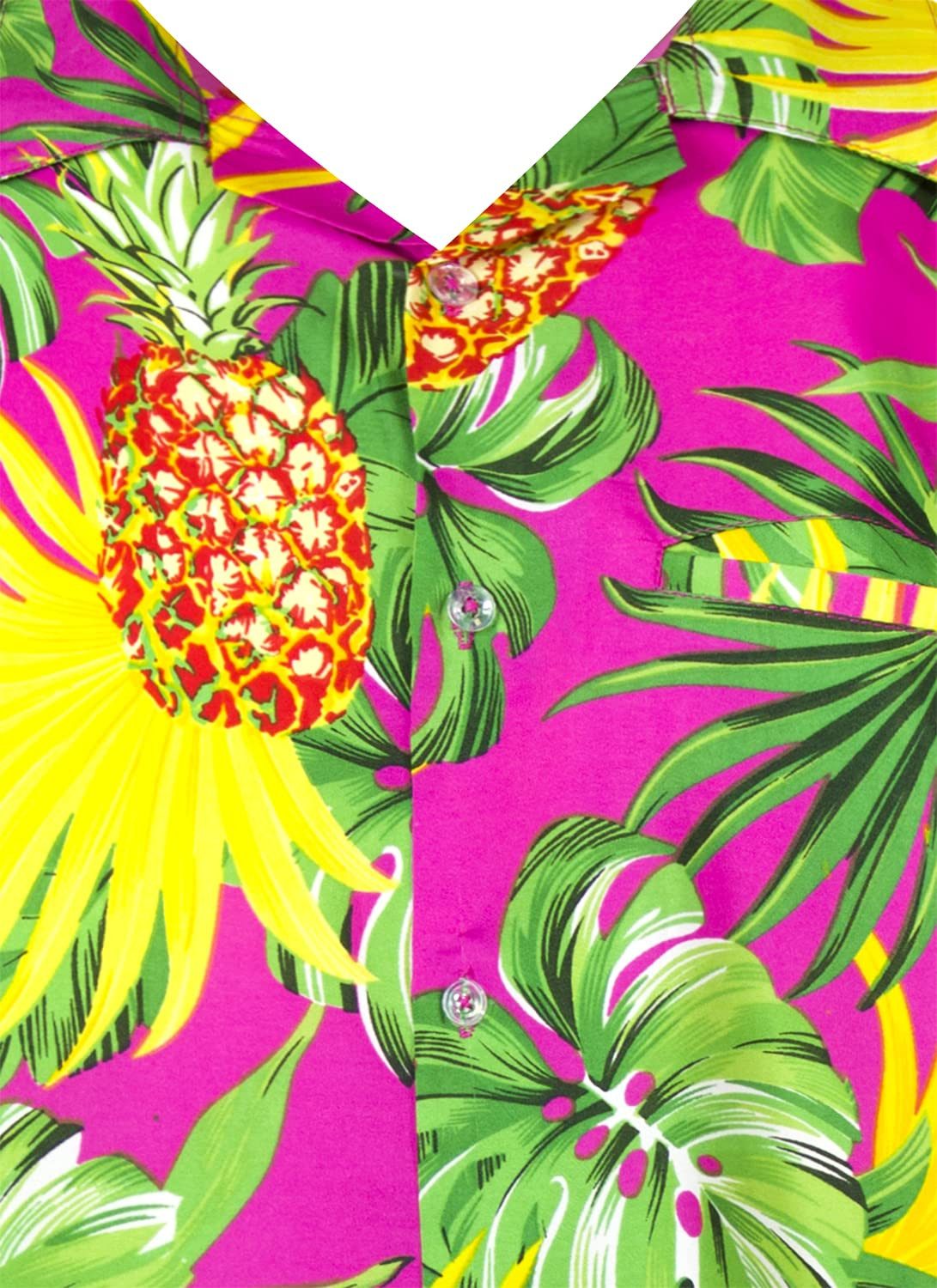 King Kameha Hawaiihemd Pineapple Leaves Kids Funky Hawaii-Hemd Kinder Kurzarm Front-Tasche
