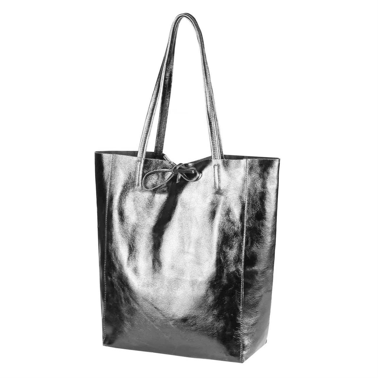 ITALYSHOP24 Schultertasche Made in Italy Damen Premium Leder SHOPPER Tasche HOBO Umhängetasche, Echtleder Business Bag leicht groß klassisch sicher geräumig Beutel