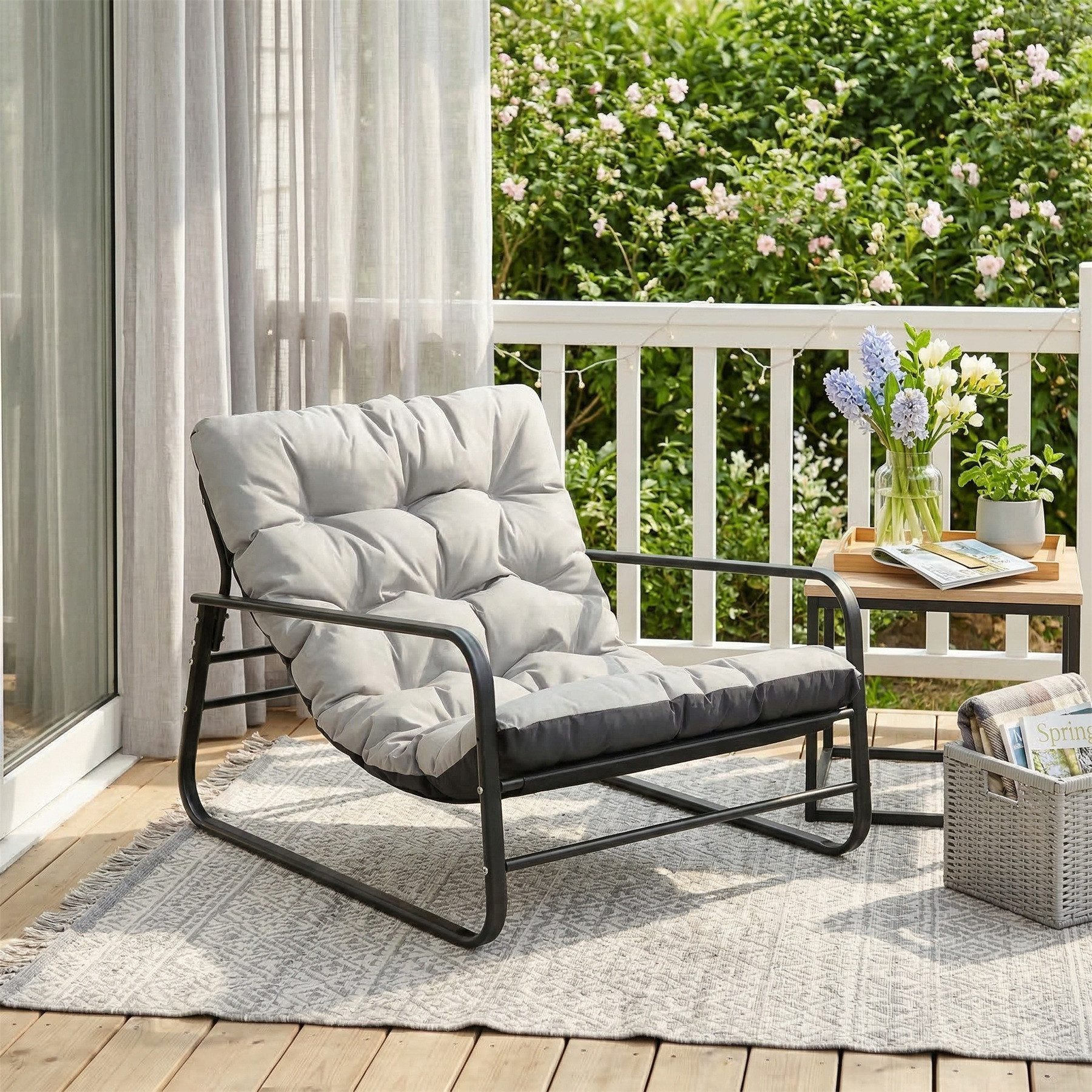 HomeMiYN Loungesessel Loungesessel Sessel Wohnzimmer Gartenliege mit Wendekissen (2er set,bestehend aus sessel mit Gepolsterten Kissen), für kinder,2 erwachsene