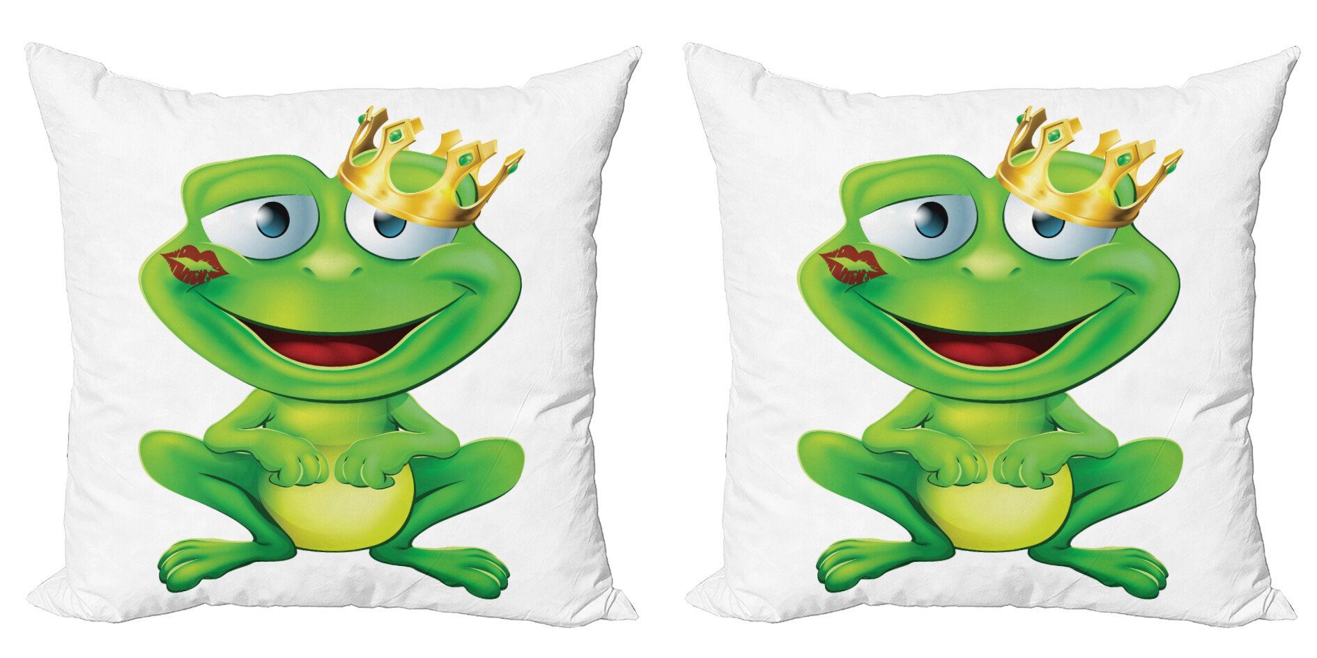 Kissenbezüge Stück), Crown (2 Digitaldruck, Prince Modern Bunt Frog Doppelseitiger Abakuhaus Accent