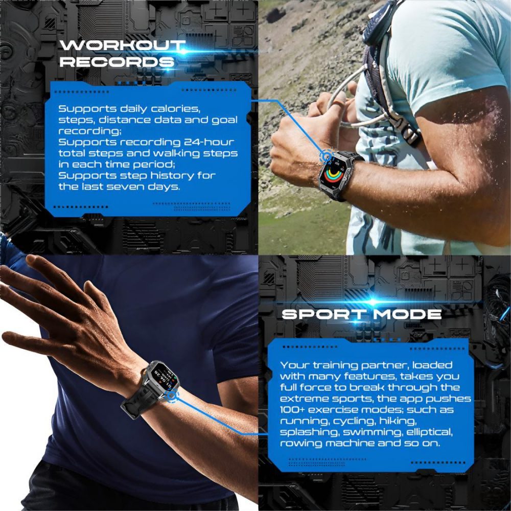 ibettertec Smartwatch,Fitness Tracker Uhr für Damen Herren mit Telefonfunktion Smartwatch (2,13-Zoll HD-AMOLED-Touchscreen Zoll) IP68 Wasserdicht, für Android und iOS geeignet, 1000 mAh große Akkukapazität, 100+ Sportmodus und Gesundheitsüberwachung