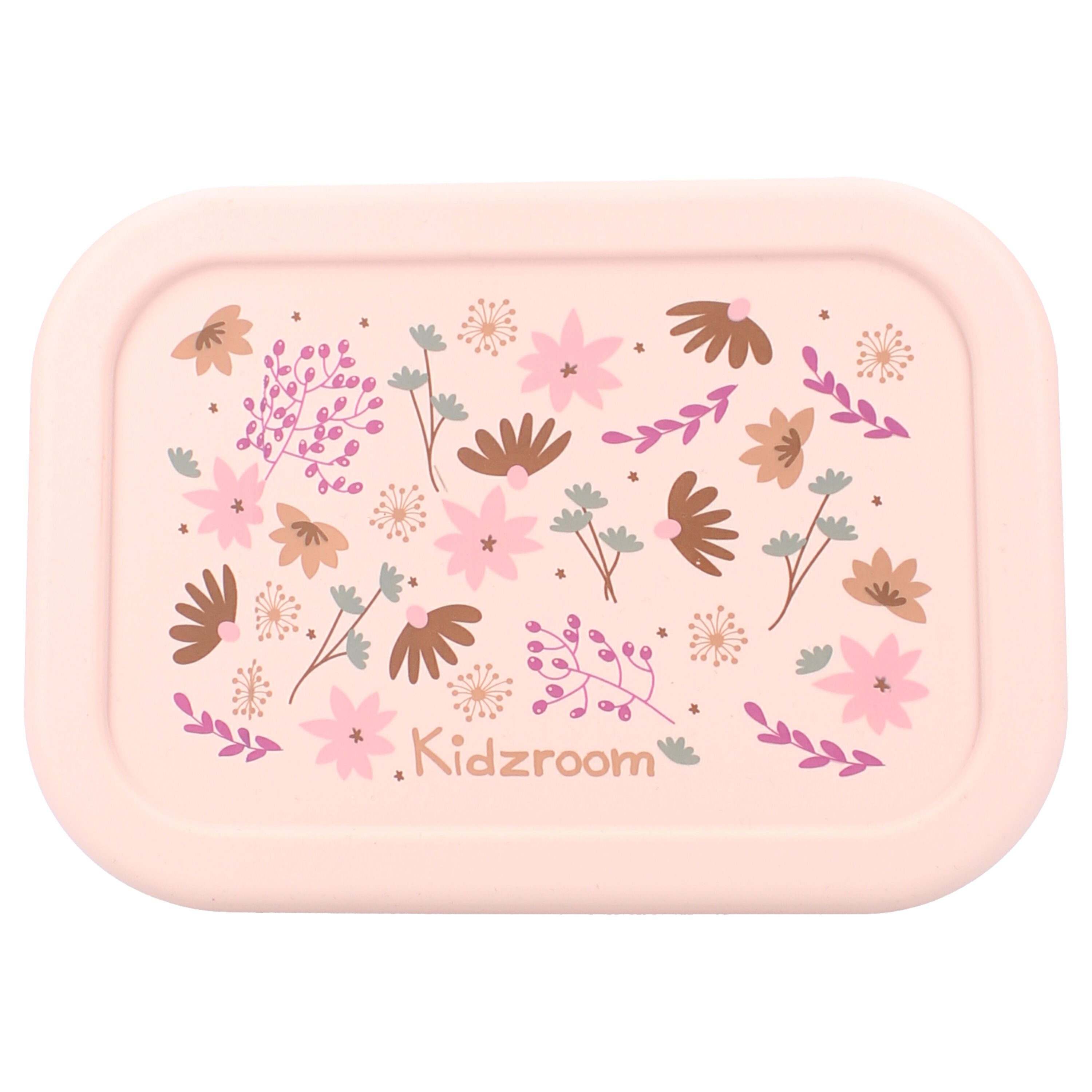 Kidzroom Lunchbox Kinder Brotdose aus Silikon mit Blumen-Print & 3 Fächern in Rosa, Silikon