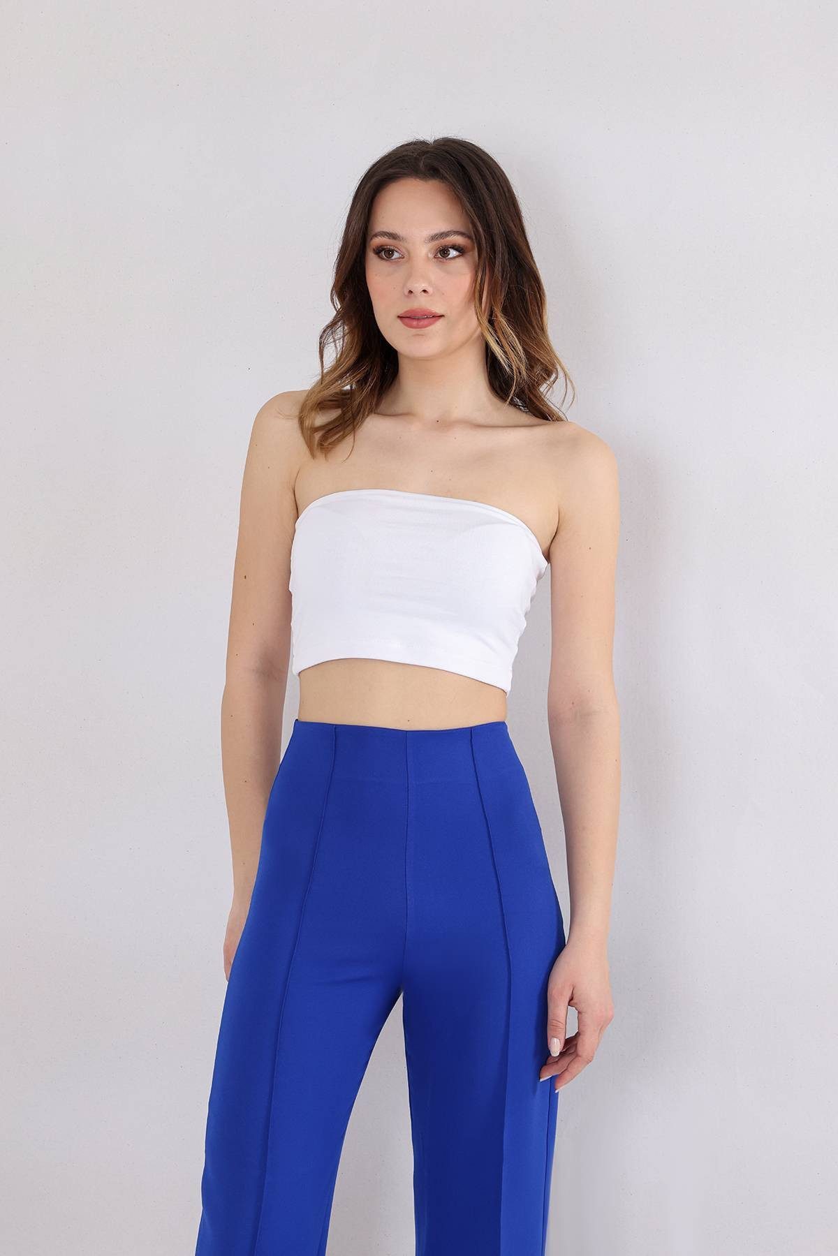 fashionshowcase Bootcuthose Damen Hose Hochtailliert Krepphose - Elegante Büro- und Freizeithose seitlicher Reißverschluss, Hohe Taille