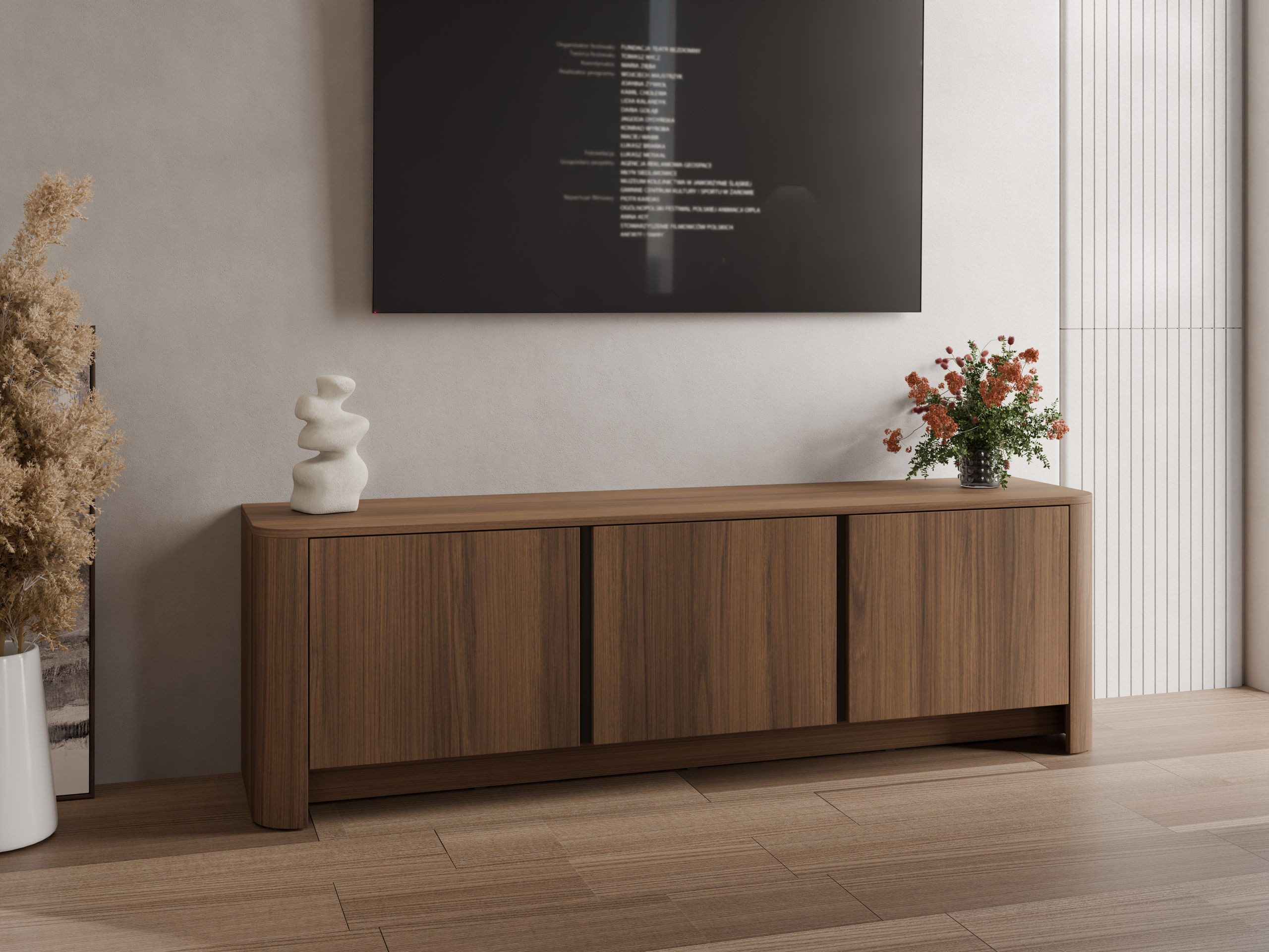 MIRJAN24 TV-Schrank Bari 168 (mit drei Drehtüren) Griffloses Öffnungssystem push to open, 168x39x52 cm