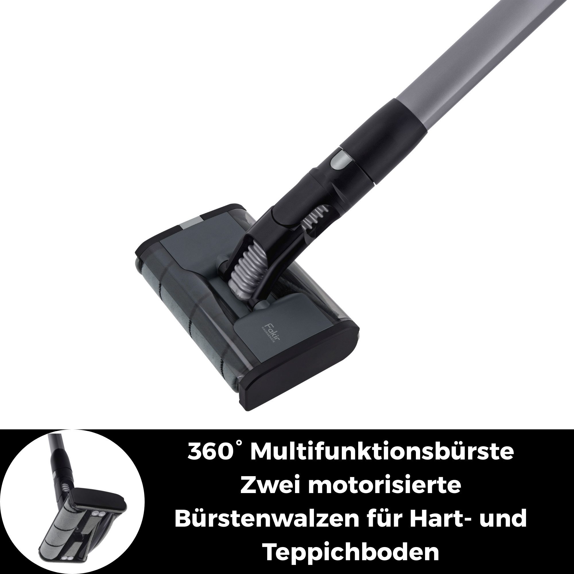FAKIR Akku-Hand-und Stielstaubsauger FAKIR Akku-Staubsauger 2in1 premium AS 1480 LT Floor, 180 W, beutellos