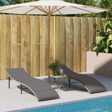 vidaXL Wellnessliege Sonnenliege mit Kissen Beige 55x199x50 cm Polyrattan Poolliege Gartenl