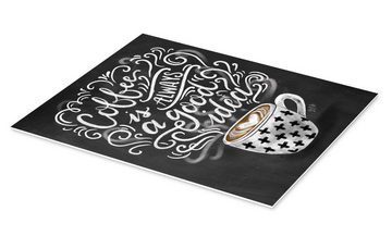 Posterlounge Forex-Bild Lily & Val, Kaffee ist immer eine gute Idee (Englisch), Küche Illustration