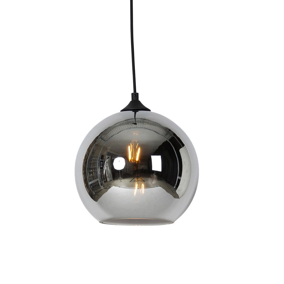 Qazqa Pendelleuchte Wallace, Dimmbar, LED wechselbar, Extra-Warmweiß, QAZQA Hängeleuchte, e27, Grau, Glas, Art Deco