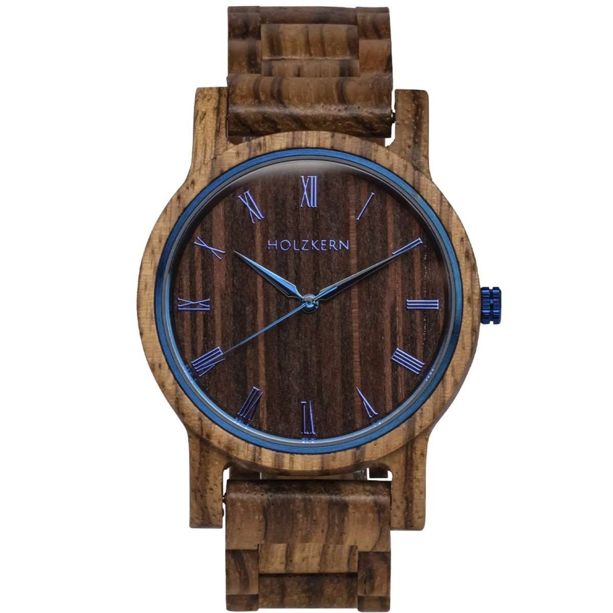 Holzkern Quarzuhr 9120078332702, Quarz Herbstmorgen Zebrano/Wenge