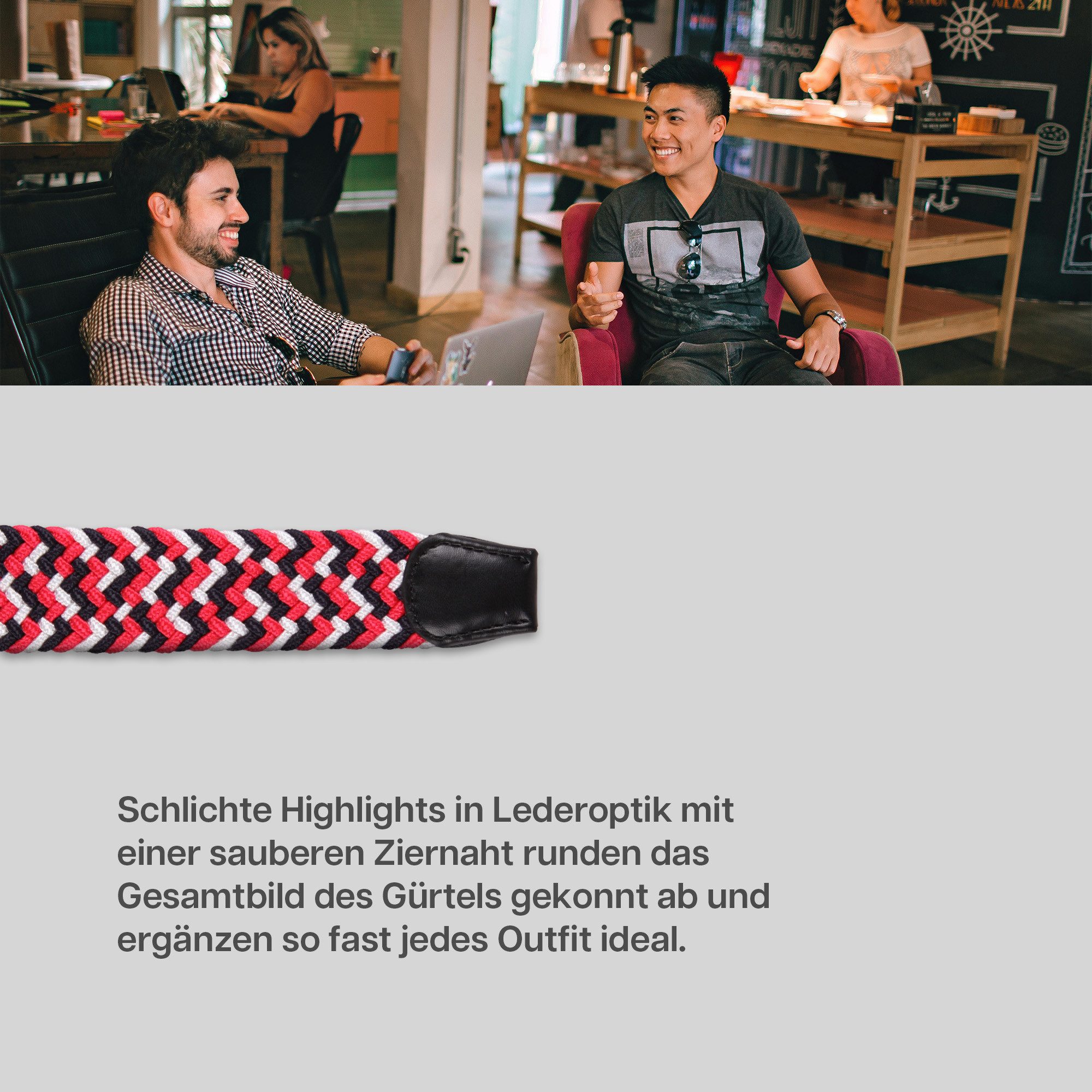 hemmy Fashion Stoffgürtel dehnbar elastisch (2-St) ohne Löcher, stufenlos, viele verschiedene Farben/Designs