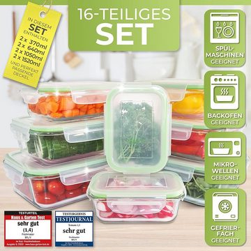 Fresh Master Frischhaltedose 16-tlg. Glas Vorratsdosen Set, Borosililatglas, (Set)