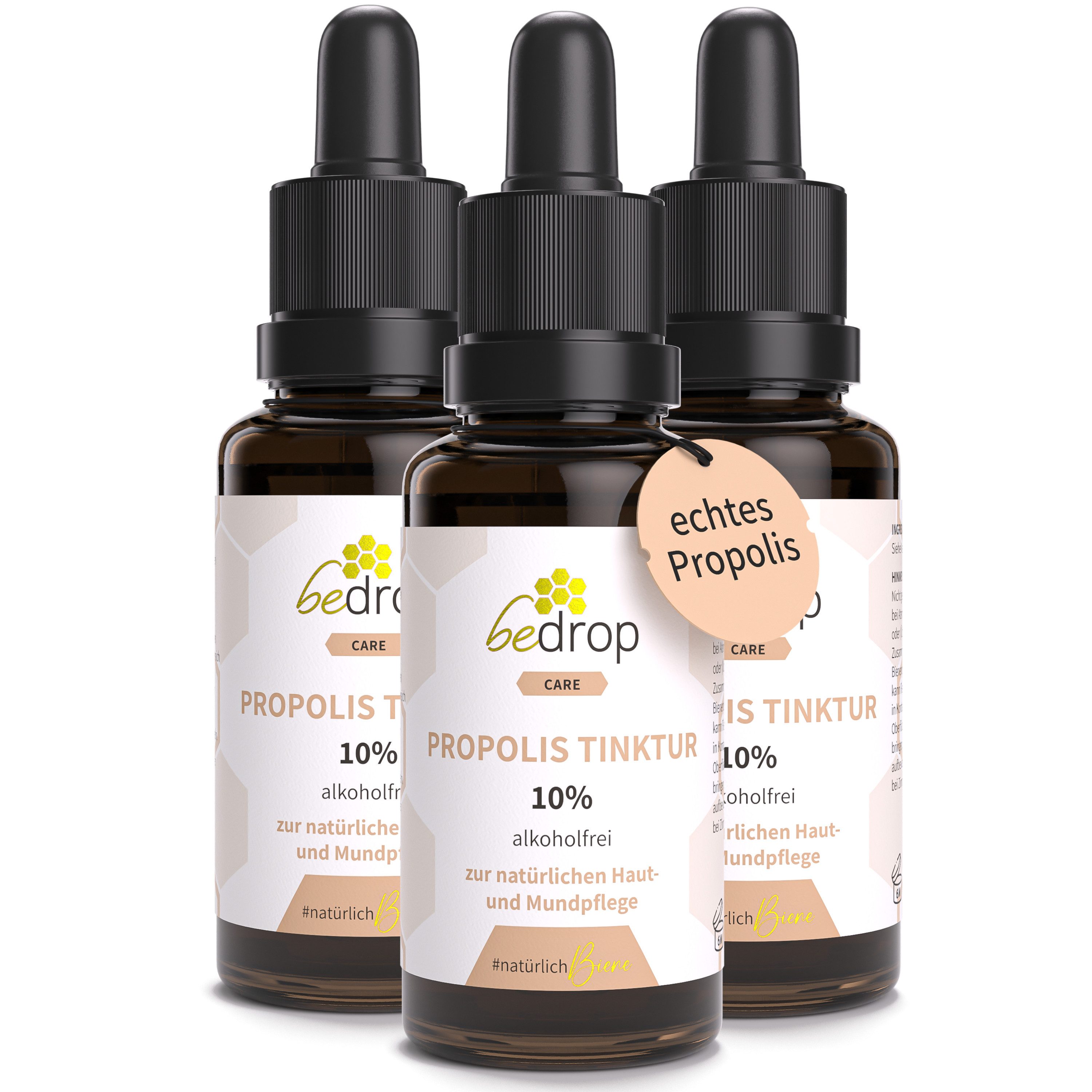 bedrop Propolis Tinktur mit Pipette (alkoholfrei & wasserlöslich) - 30ml Tropfen, 90 ml