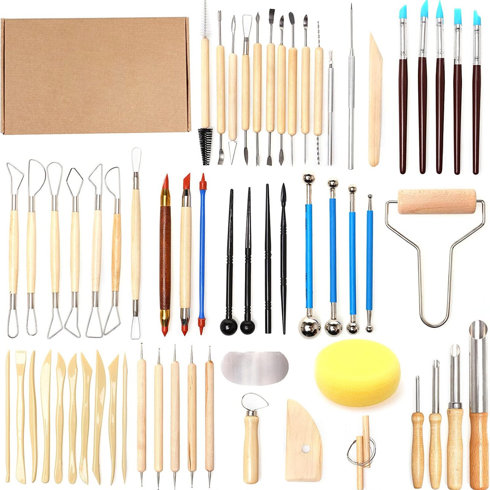 OSTWOLKE Modellierwerkzeug 61 Stück Töpferwerkzeug Set Töpferset zum Modellieren DIY Töpfer Tools, (1 St)