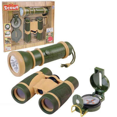Scout Spielzeug-Gartenset Kinder Entdecker Set Kompass Taschenlampe, Fernglas Kinderkompass