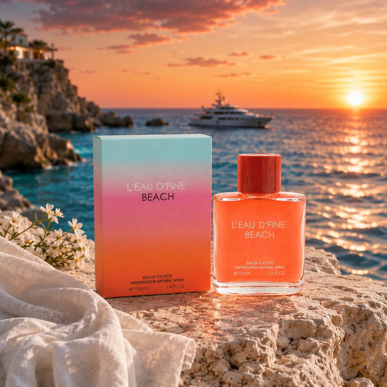 Fine Perfumery London Eau de Toilette L'eau D'fine Beach Pour Homme Frisch Maritim Aromatisch 100ml, Hergestellt in UK, Herrendüfte, Frisch & Maritim