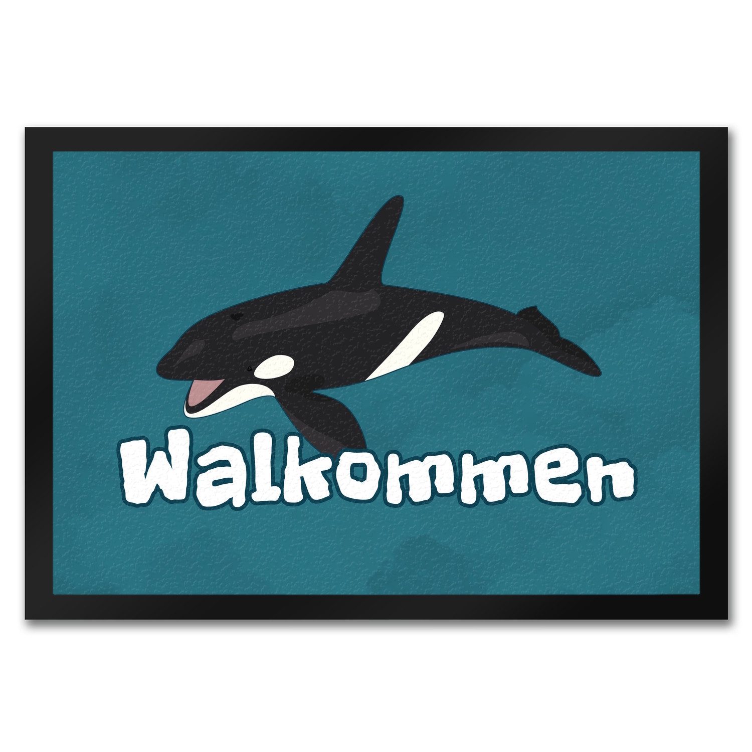 Fußmatte Schwertwal Fußmatte in 35x50 cm mit Ozeanmotiv und Spruch Walkommen
