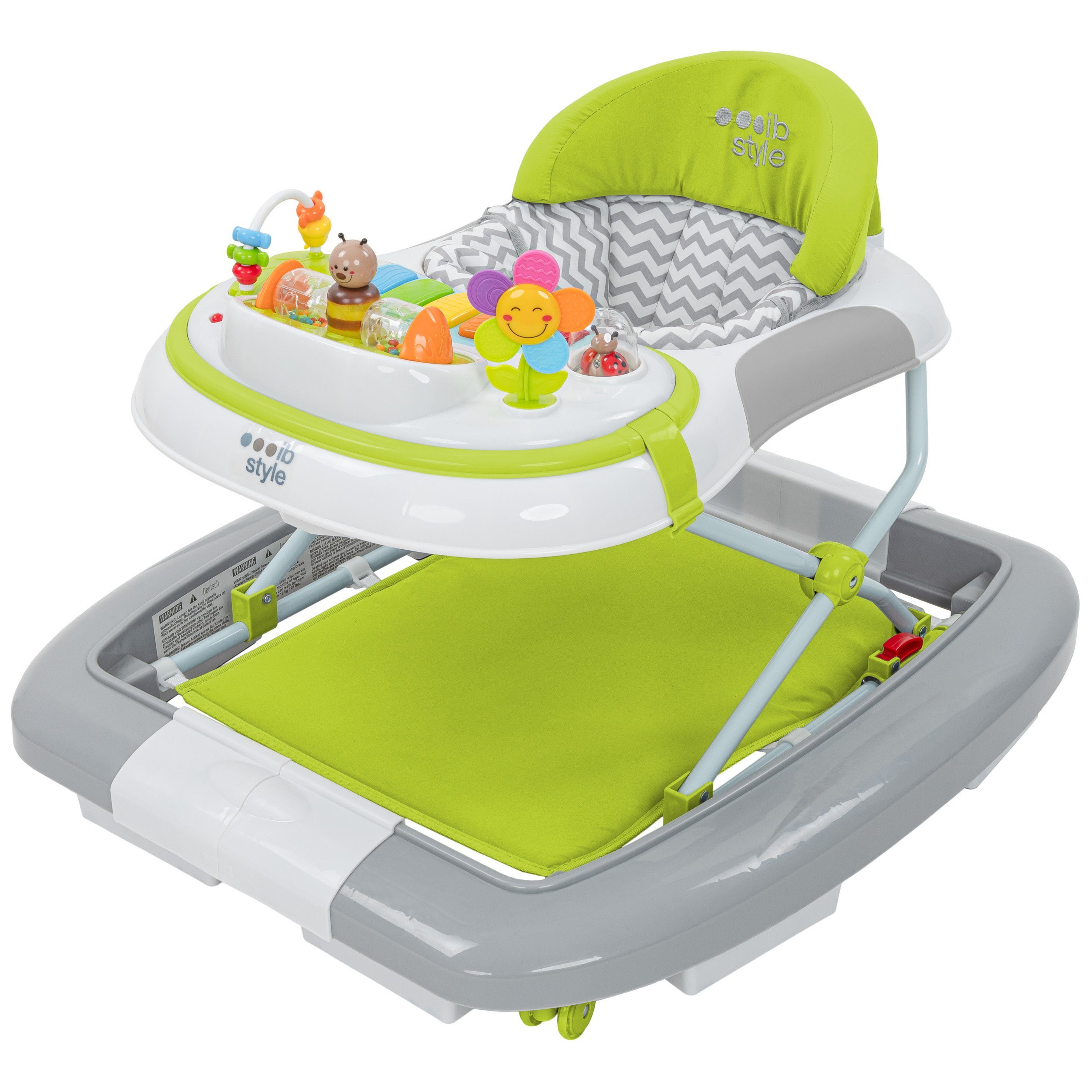 ib style Lauflernhilfe Wave Babywalker Grün, Lauflernwagen mit Schaukelfunktion & elektronischem Spielelement | Lauflernwagen