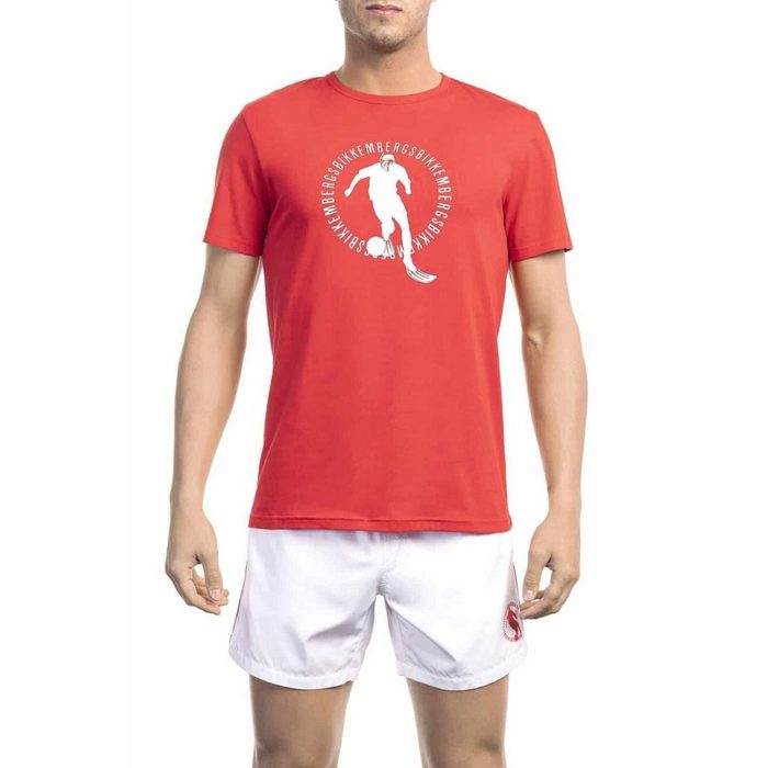 Bikkembergs T-Shirt Bikkembergs Beachwear Herren T-Shirt BKK1MTS02 Rot Strandmode Trend 2023