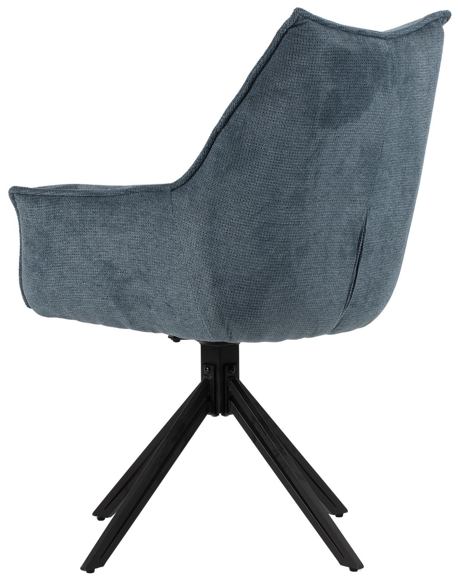 bene living Sessel Ginosa - drehbar - blau (Set, 4-St), schwarzes Metall-Gestell - bequeme Arm- und Rückenlehne