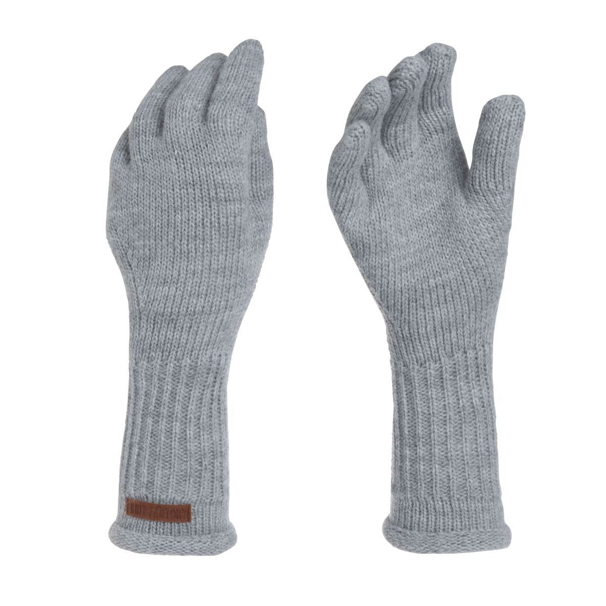 Knit Factory ihne One Handschuhe Glatt Lana Handschuhe Strickhandschuhe Finger Grau Handstulpen Handschuhe Size