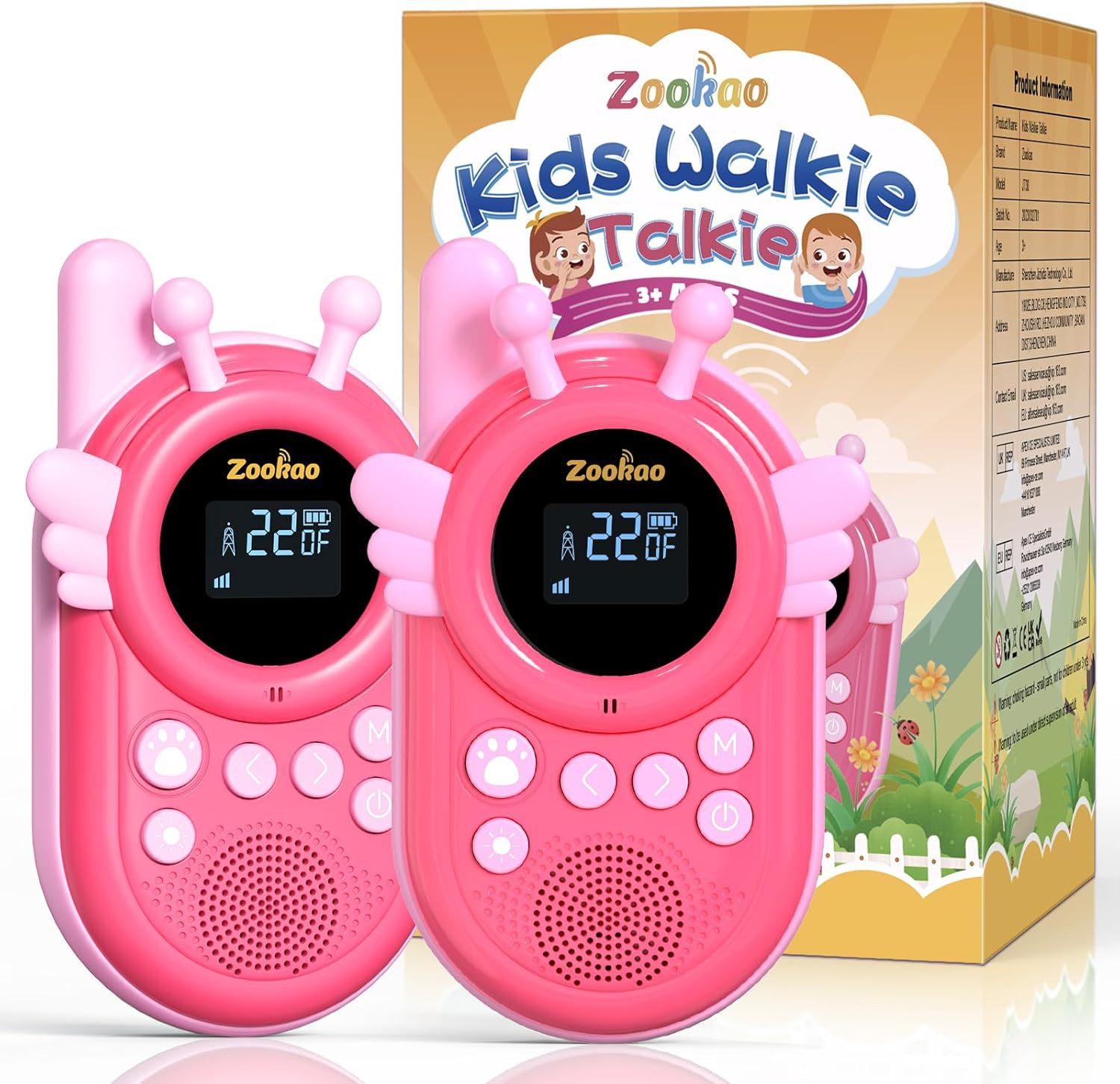 Spieltelefon Walkie Talkie Set für Kinder Funkgeräte mit großer Reichweite - Pink