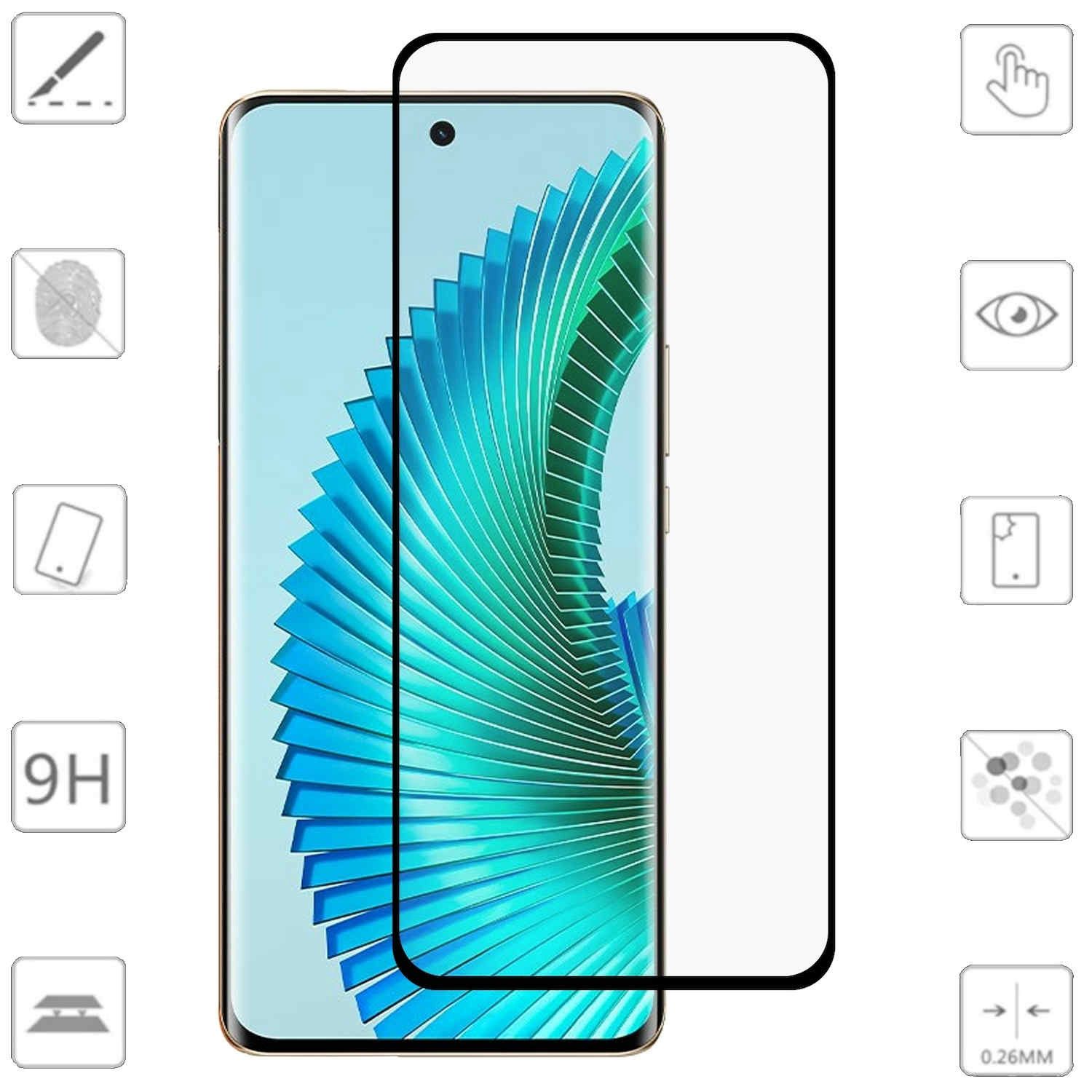 Wigento Handyhülle Für Honor Magic 6 Lite 2x 3D Premium 0,3mm H9 Schutz Hart Glas Schwarz