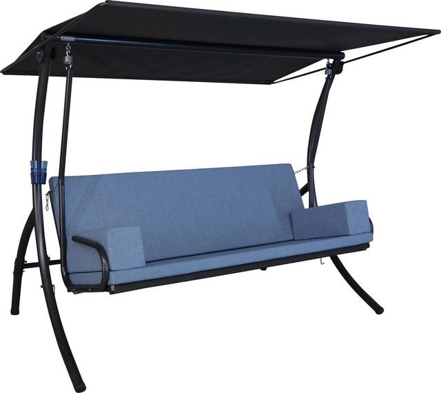 ANGERER FREIZEITMÖBEL Hollywoodschaukel Elegance Tolar, 3-Sitzer, blau, inkl. Auflagen